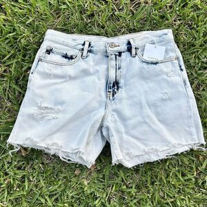 KanCan High Rise Button Fly Women 11/29  Jean Shorts Distressed Mid Rise Stretch